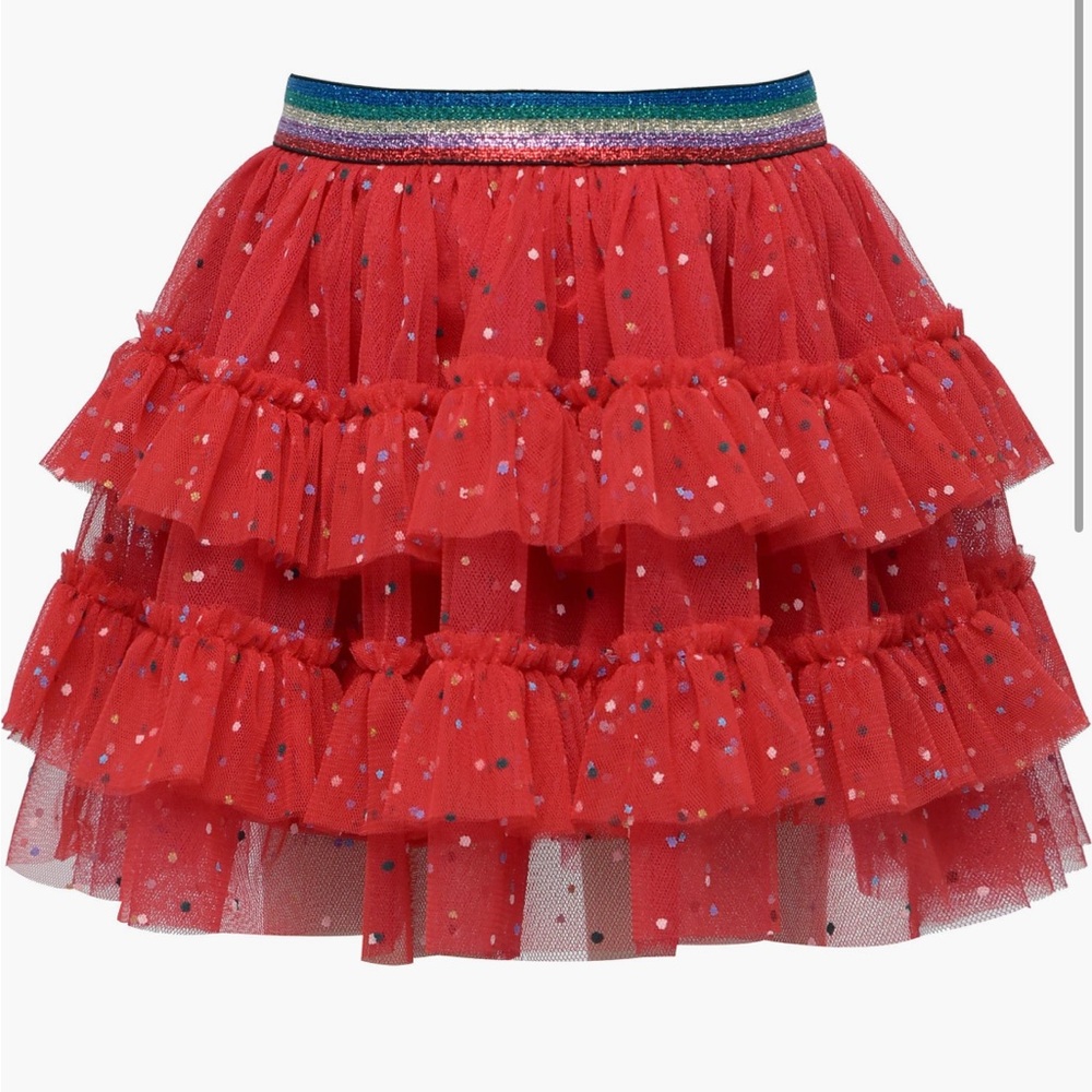 Truly Me Red Dot & Glitter Sparkle Tulle Tutu Skirt 6
